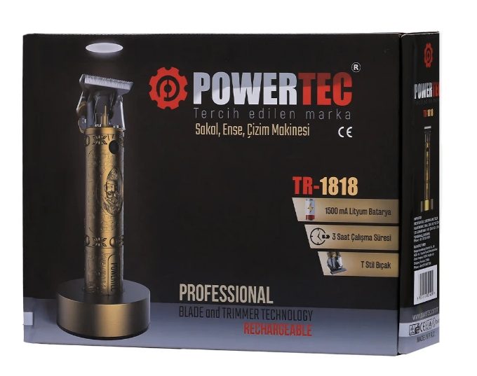 Powertec TR-1818 Altın Renkli Sakal, Ense ve Çizim Tıraş Makinesi
