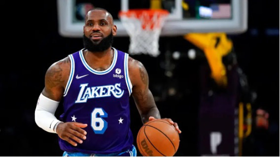 Los Angeles Lakers superstar LeBron James reacts to Las Vegas