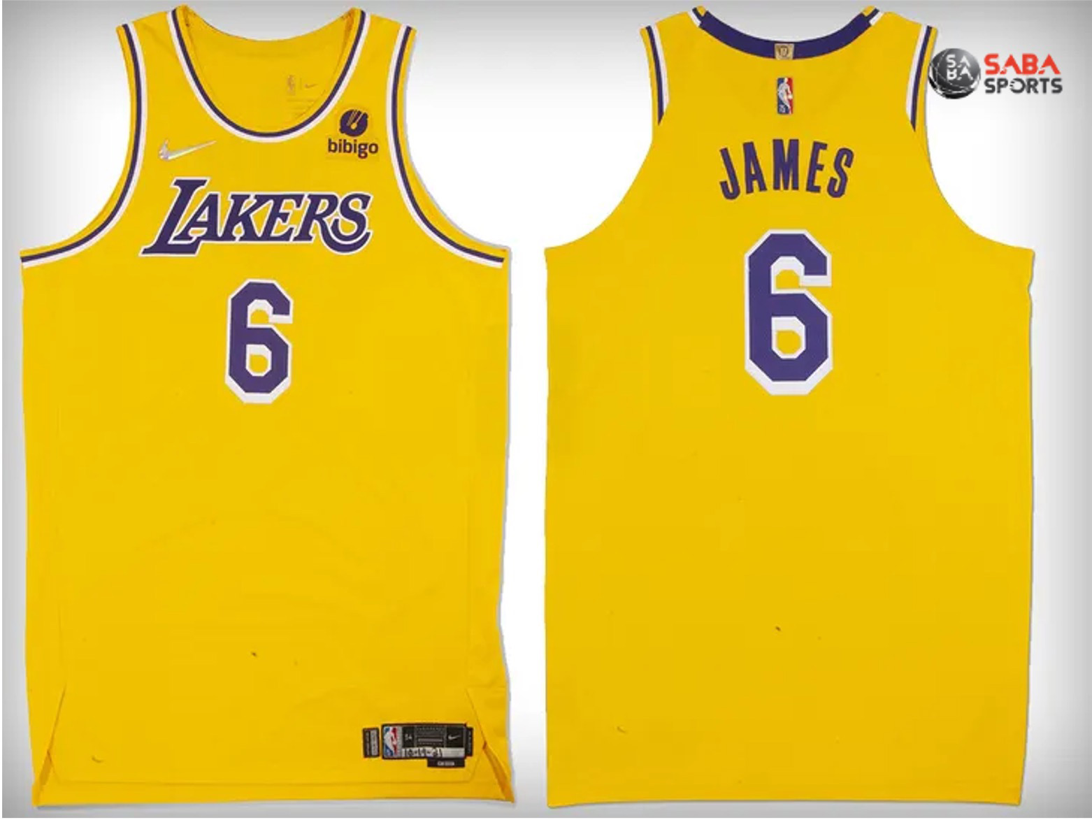 LeBron James First Game Worn Los Angeles Lakers No. 6 Jersey Is