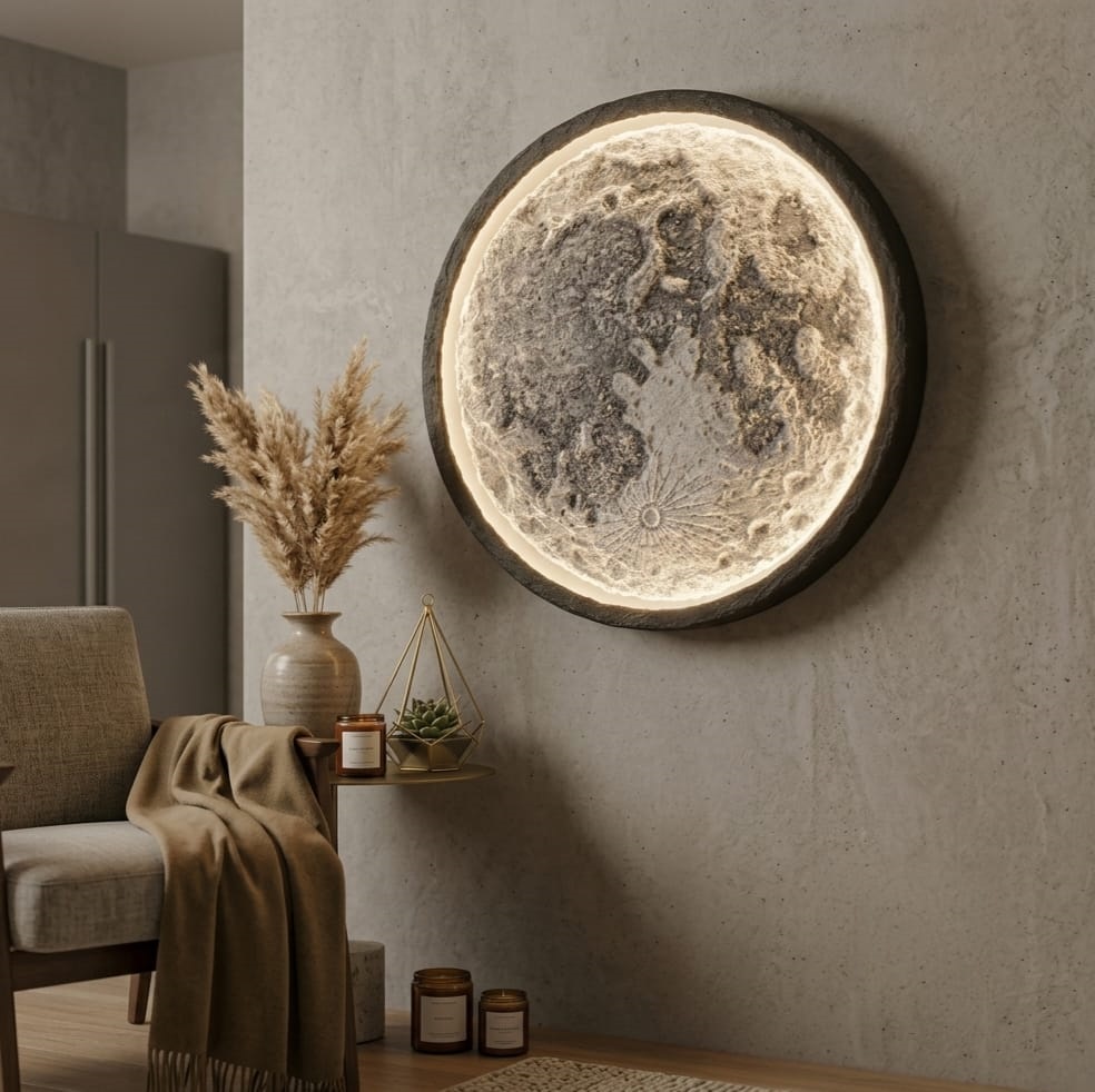 Luna Artesanal con Iluminación LED Regulable: Una Pieza de Arte y Luz