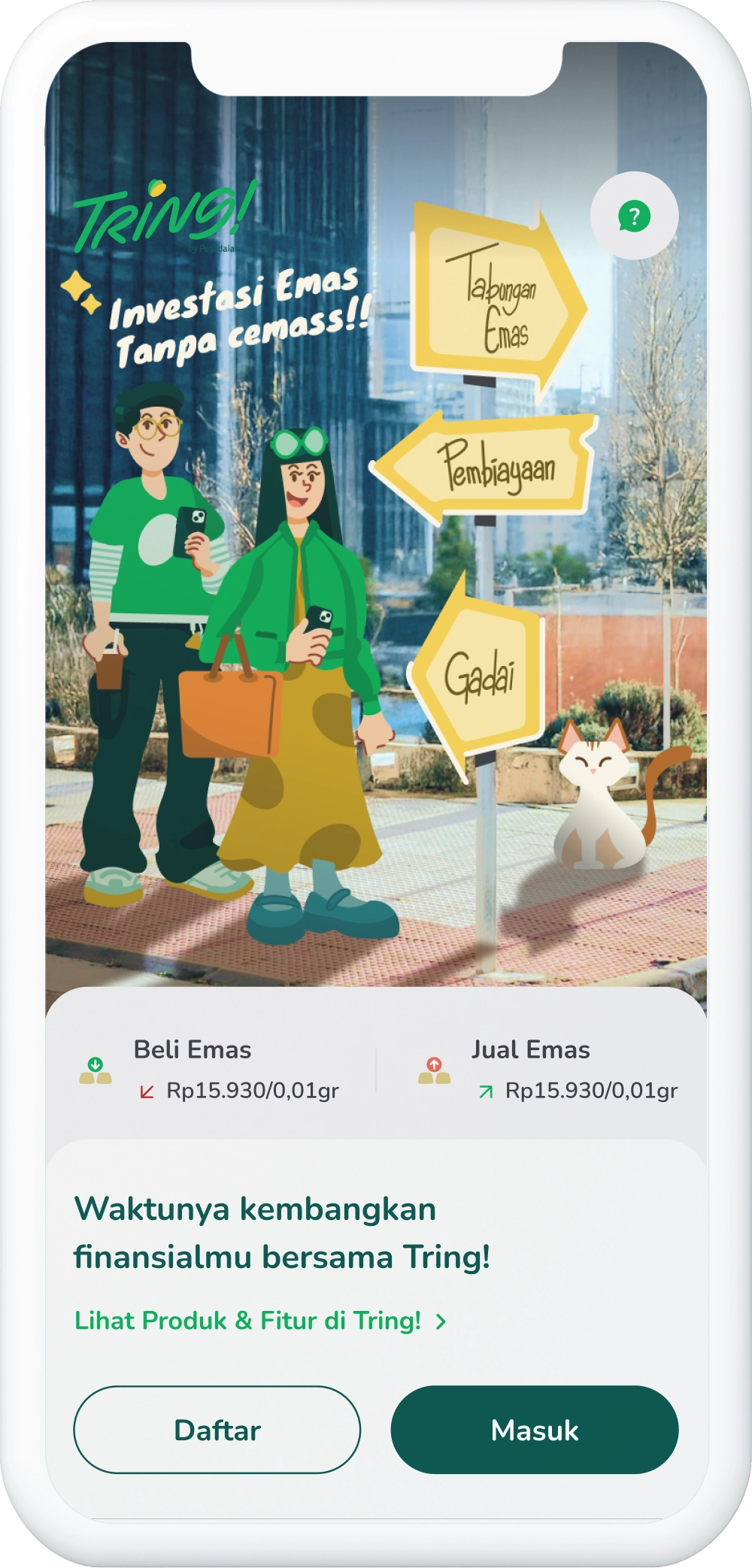 Ilustrasi langkah 01: Masuk ke Aplikasi Tring!