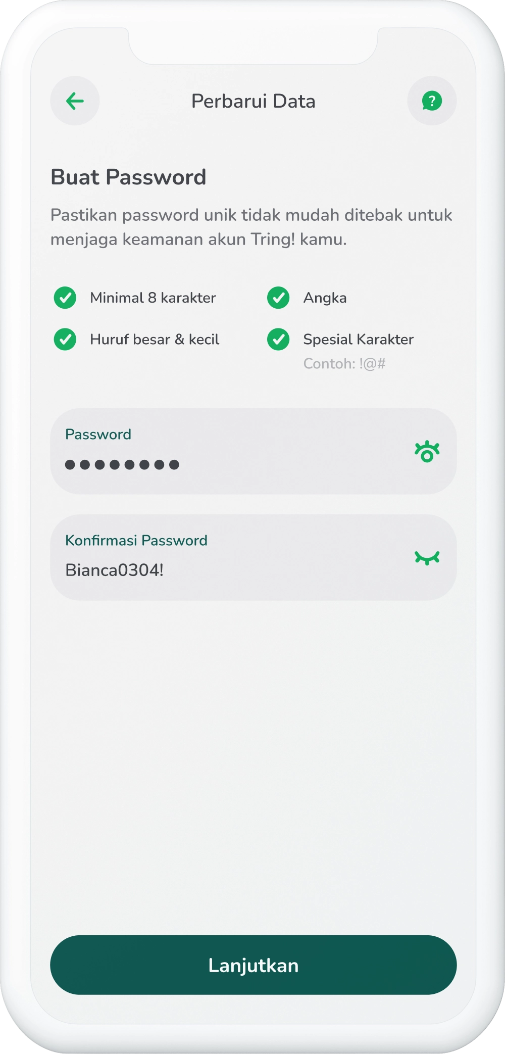 Ilustrasi langkah 11: Buat dan Konfirmasi Password