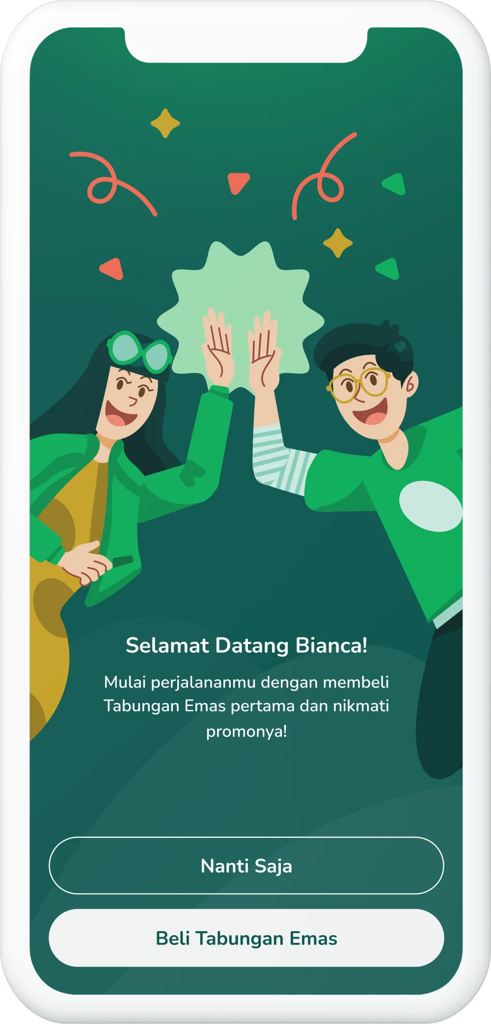 Ilustrasi langkah 15: Pembukaan Rekening Tabungan Emas Berhasil