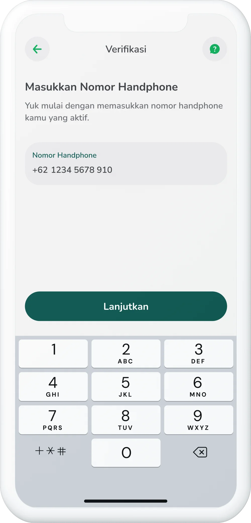 Ilustrasi langkah 03: Masukkan Nomor Handphone