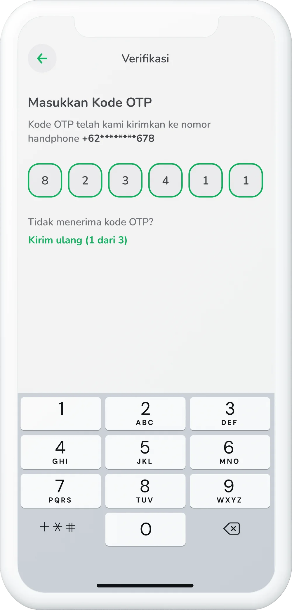 Ilustrasi langkah 04: Masukkan Kode OTP