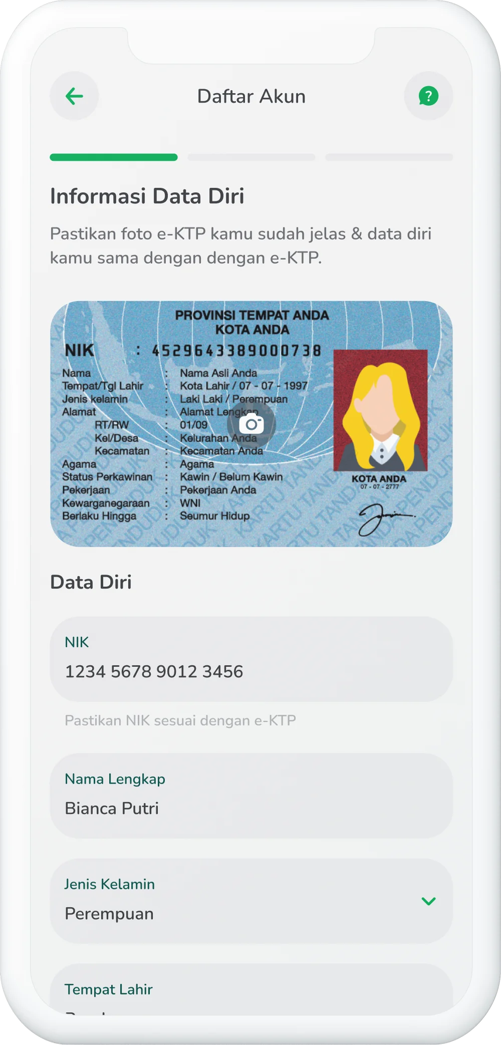 Ilustrasi langkah 08: Isi Data Diri