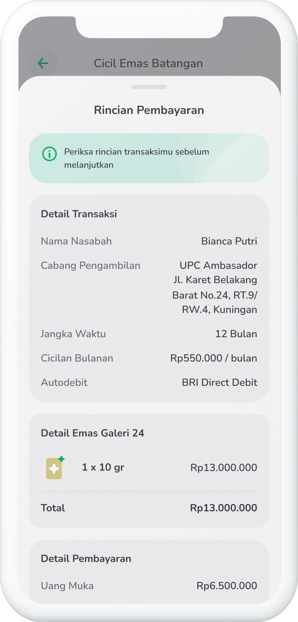 Ilustrasi langkah 10: Periksa Ulang Detail Transaksi