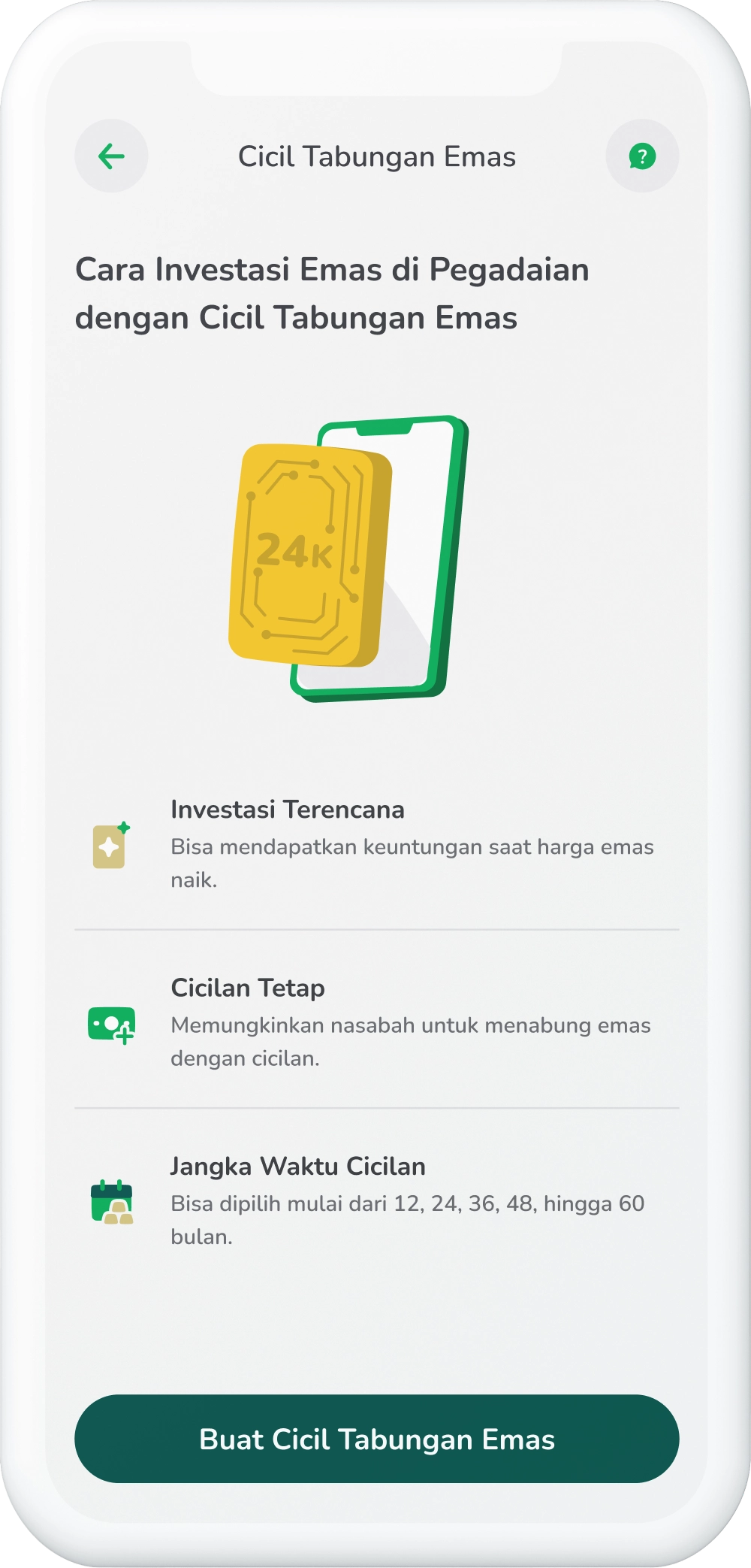 Ilustrasi langkah 04: Masuk ke Halaman Cicil Tabungan Emas
