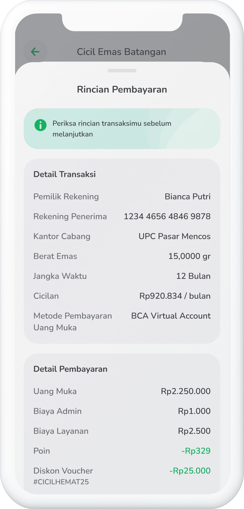 Ilustrasi langkah 09: Periksa Ulang Detail Transaksi