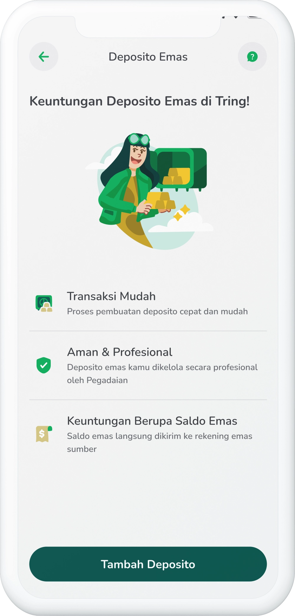 Ilustrasi langkah 02: Masuk ke Informasi Deposito Emas