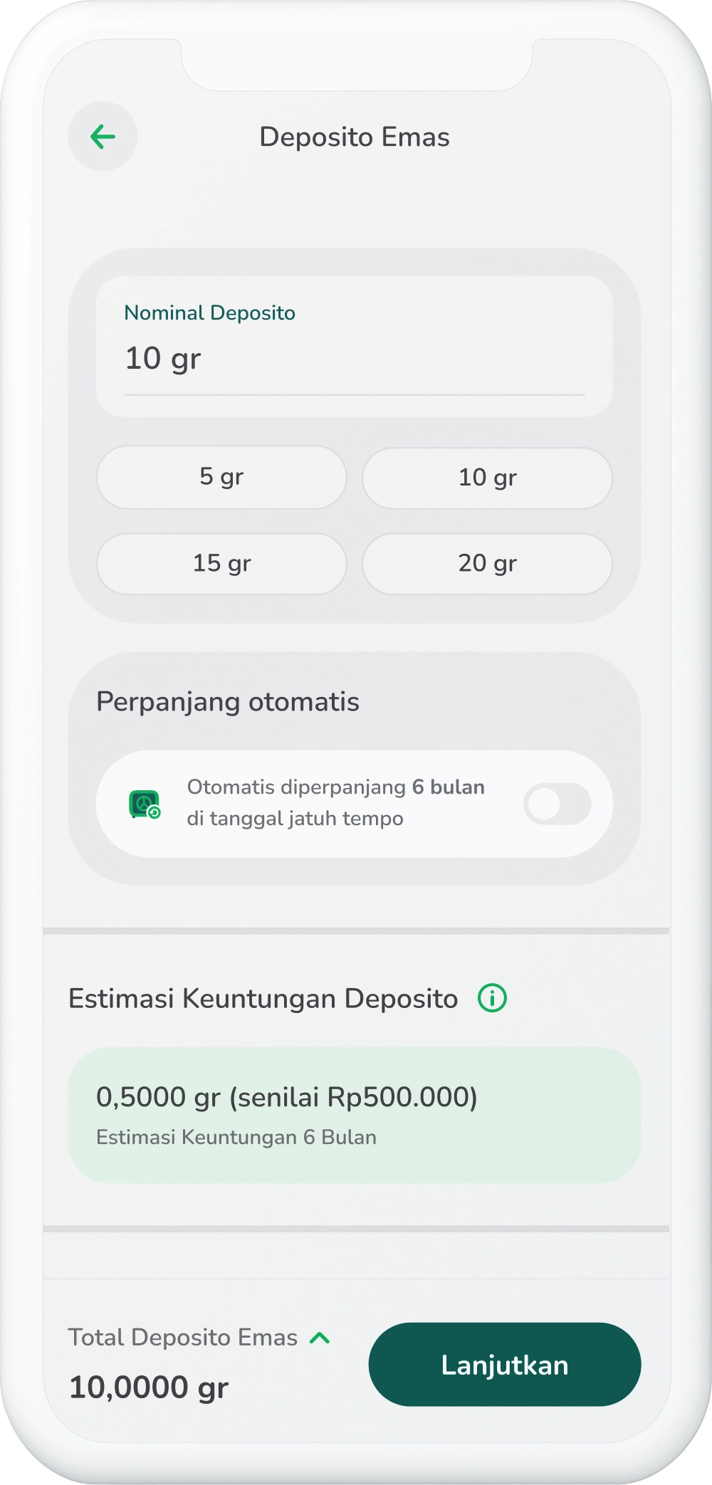 Ilustrasi langkah 04: Masukkan Nominal Deposito