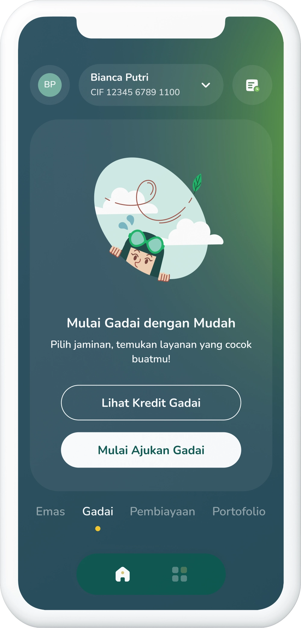 Ilustrasi langkah 01: Masuk ke Halaman Gadai