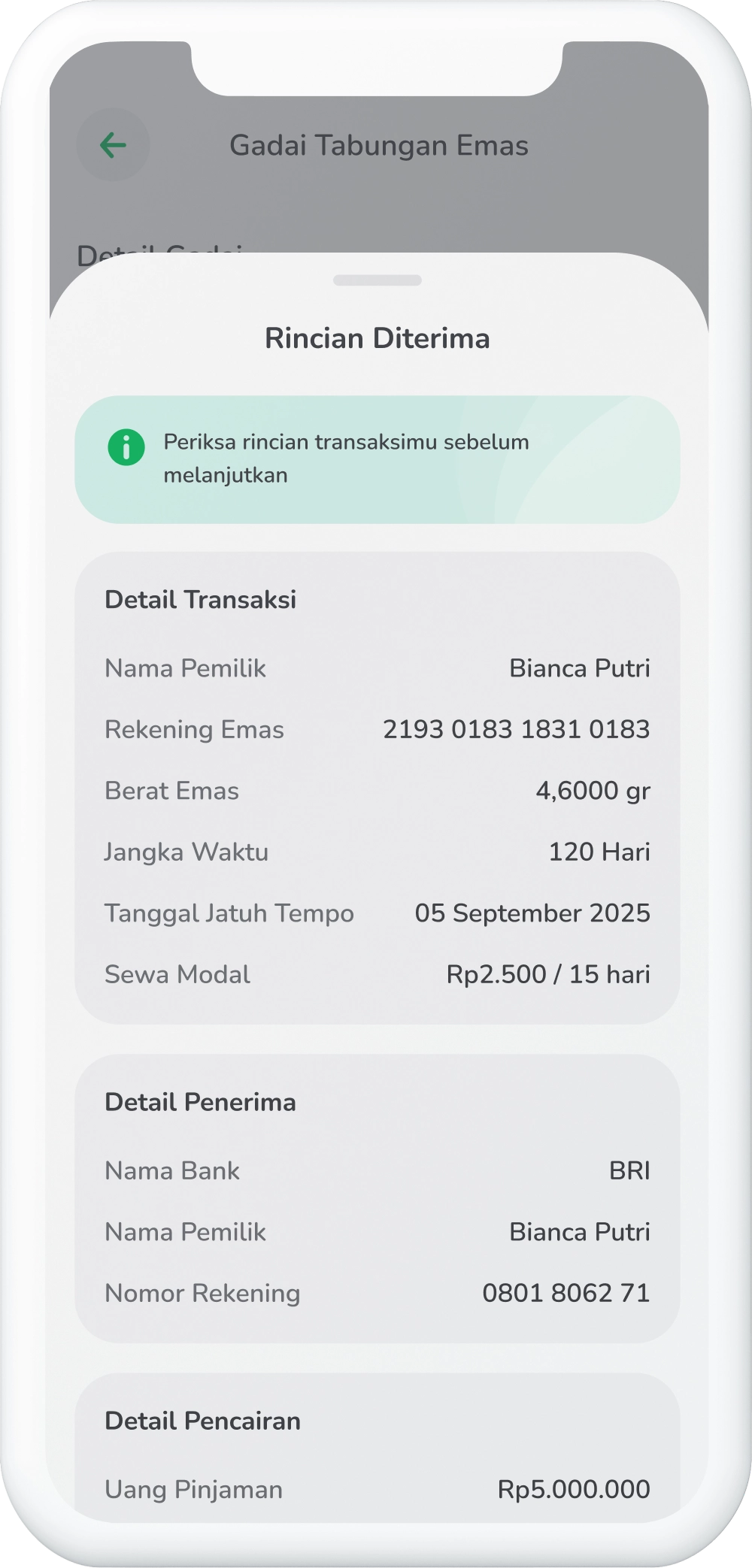 Ilustrasi langkah 07: Periksa Ulang Detail Transaksi