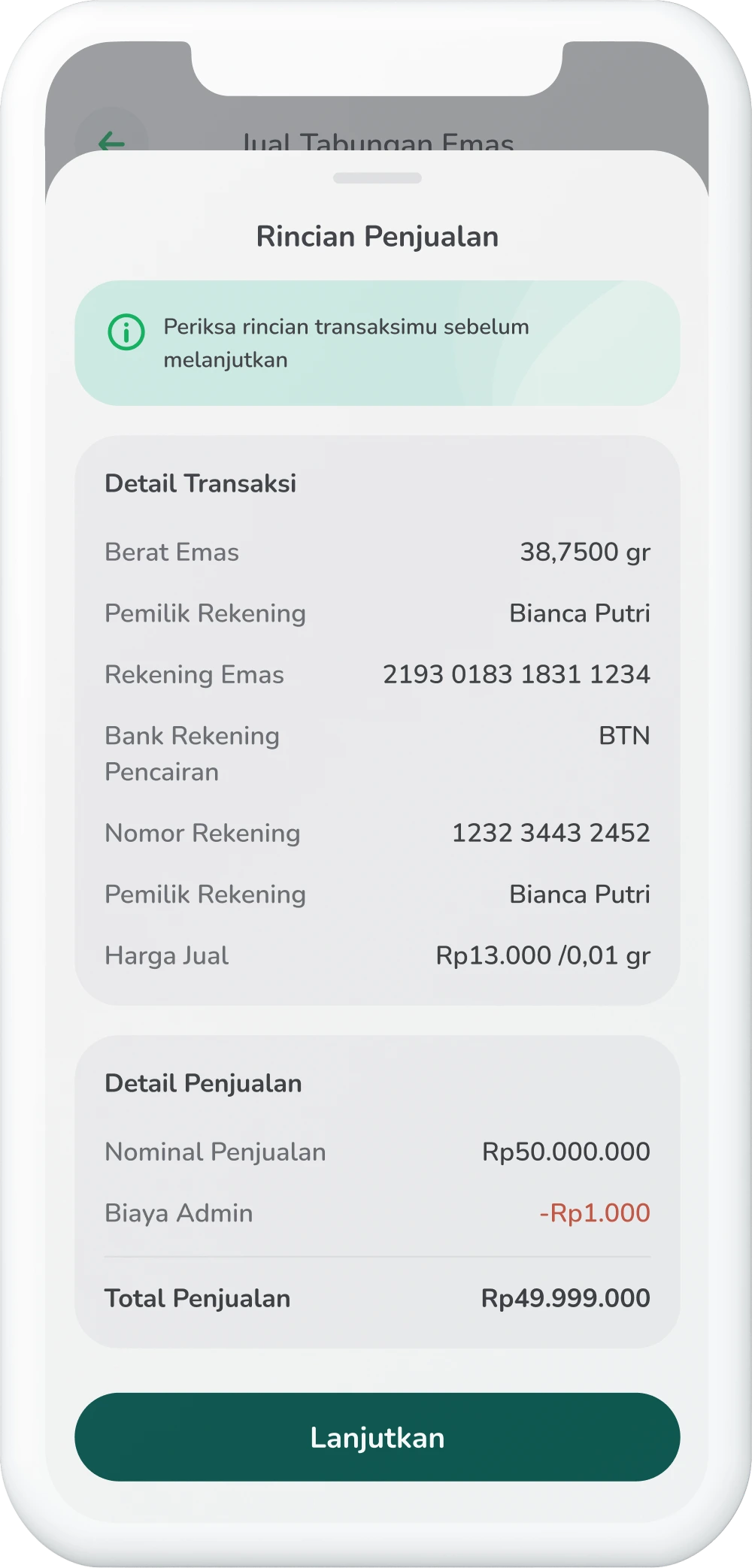 Ilustrasi langkah 06: Periksa Ulang Detail Transaksi