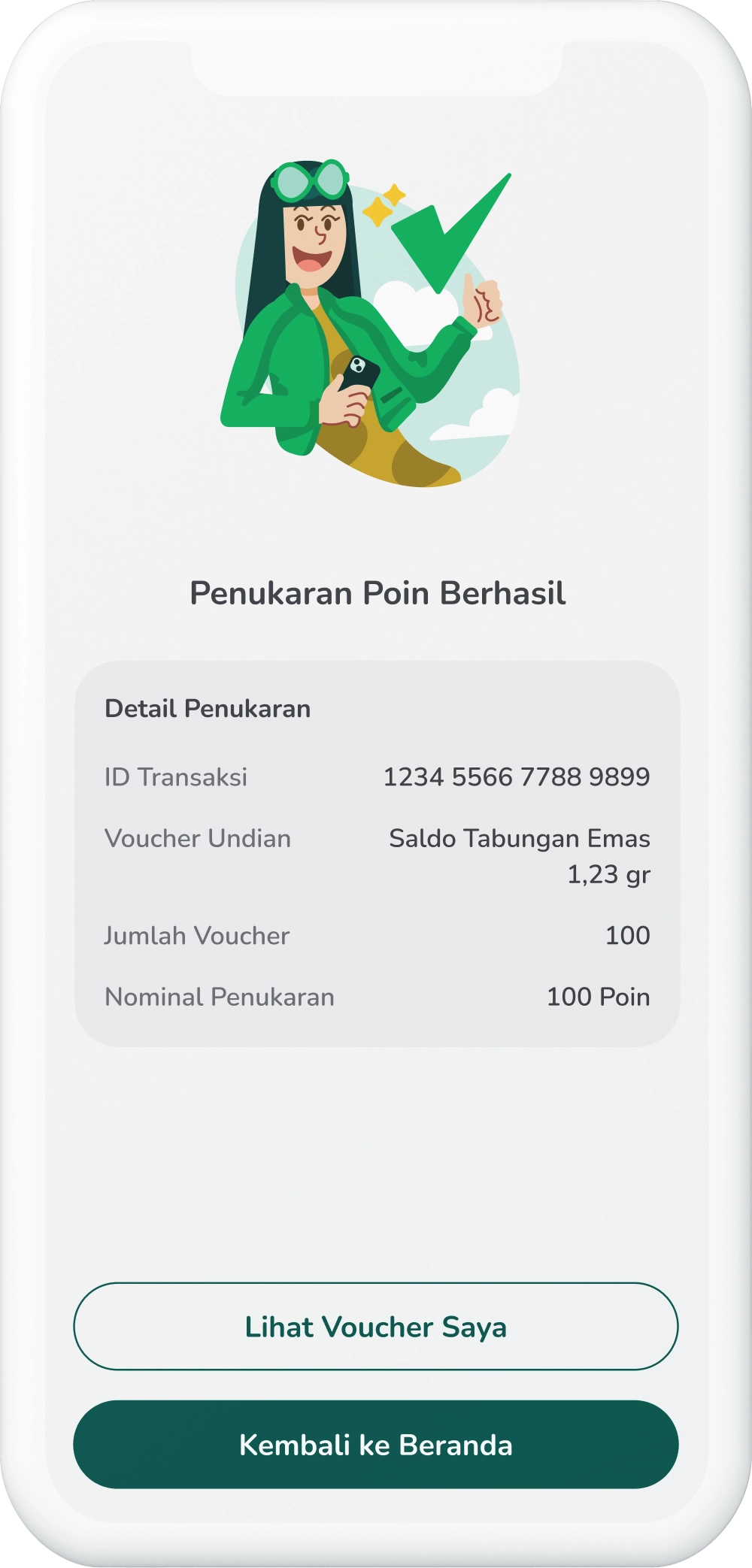 Ilustrasi langkah 06: Penukaran Poin Berhasil