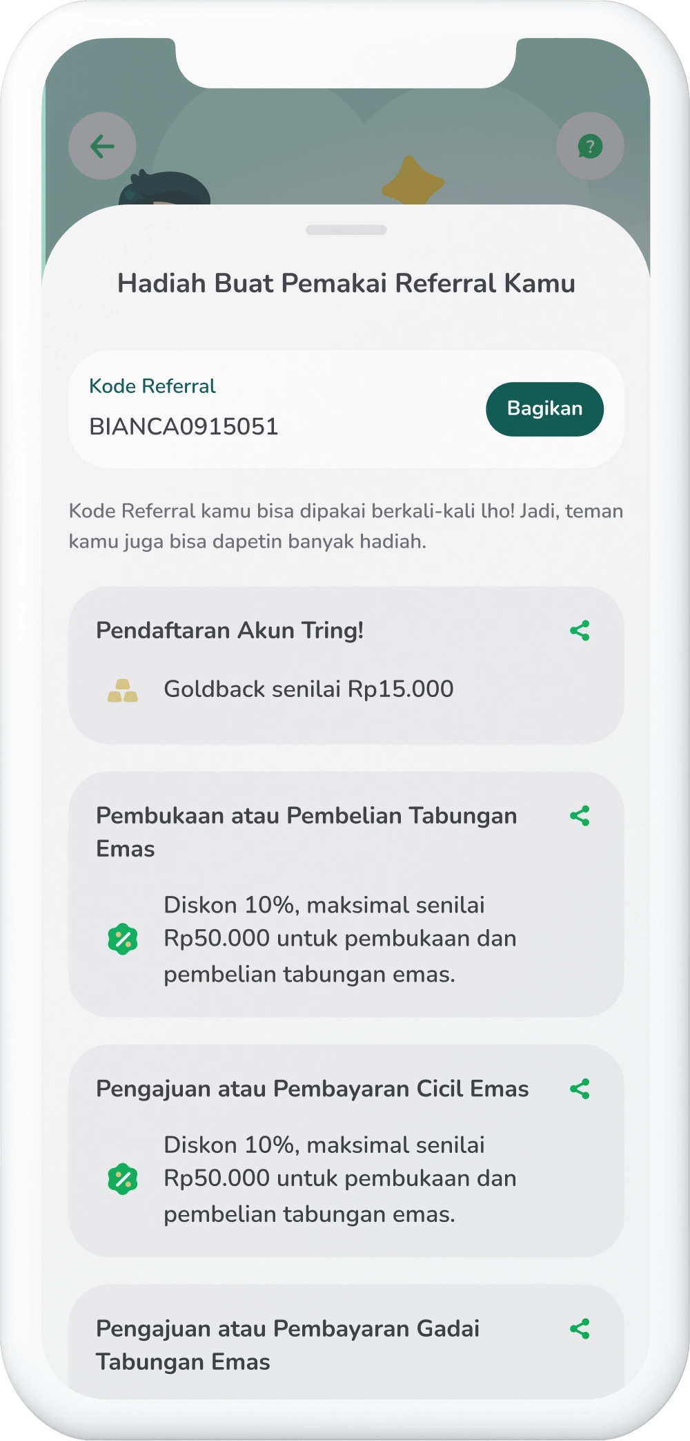 Ilustrasi langkah 03: Cek Benefit Penggunaan Referral