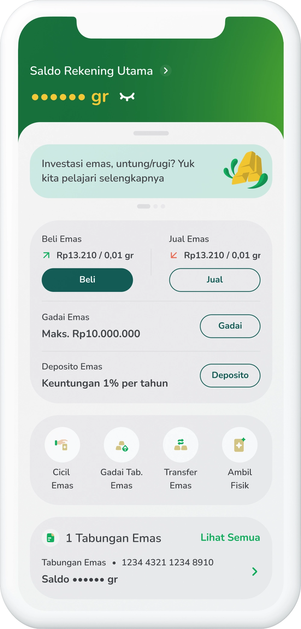 Ilustrasi langkah 02: Pilih Menu Transfer Emas