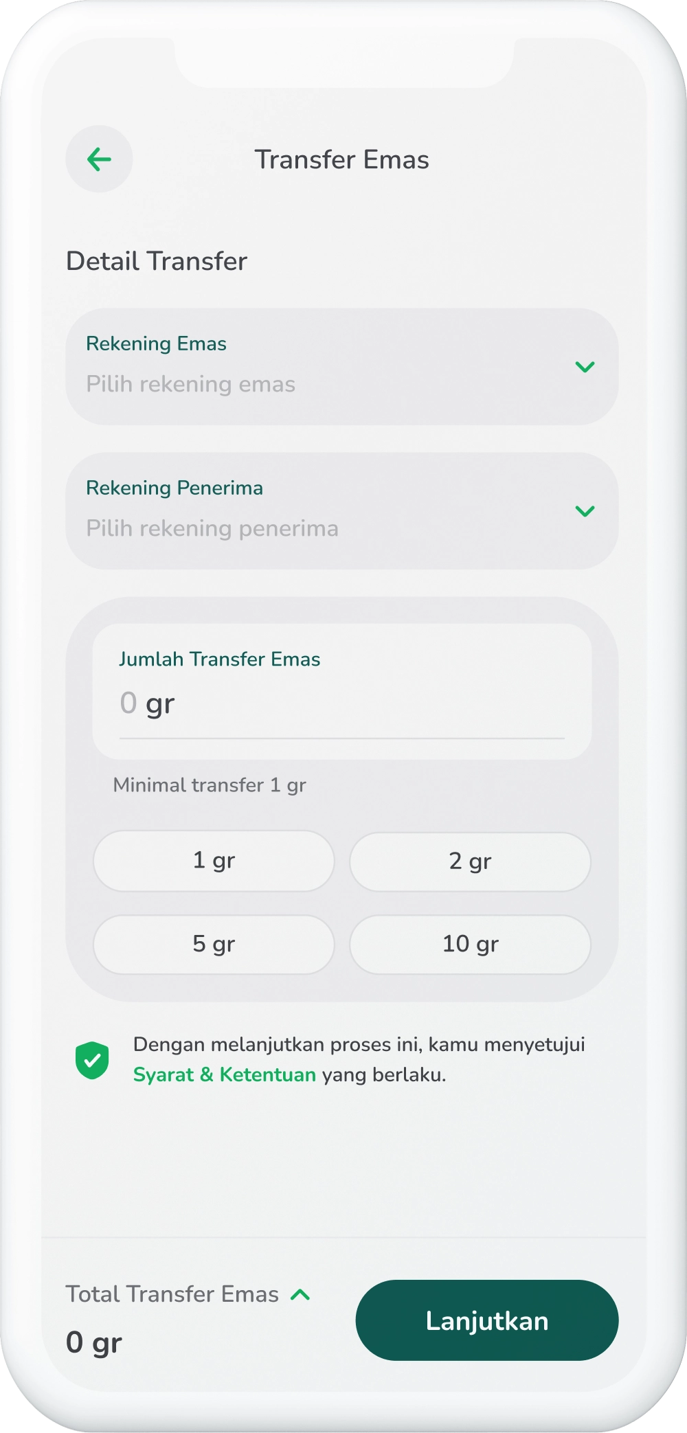 Ilustrasi langkah 03: Masuk ke Halaman Transfer Emas