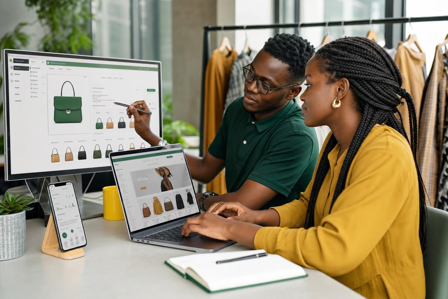 Illustration pour Développement de site e-commerce avec Woo Commerce et Shopify