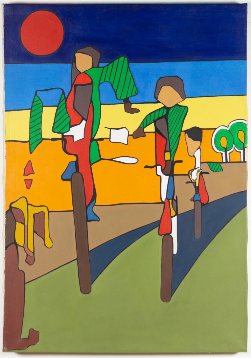 Maria, José e o Menino atravessam o deserto em bicicletas