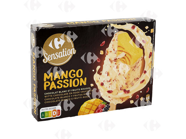 Bâtonnet Glaces Mangue Passion Carrefour 4x204g.