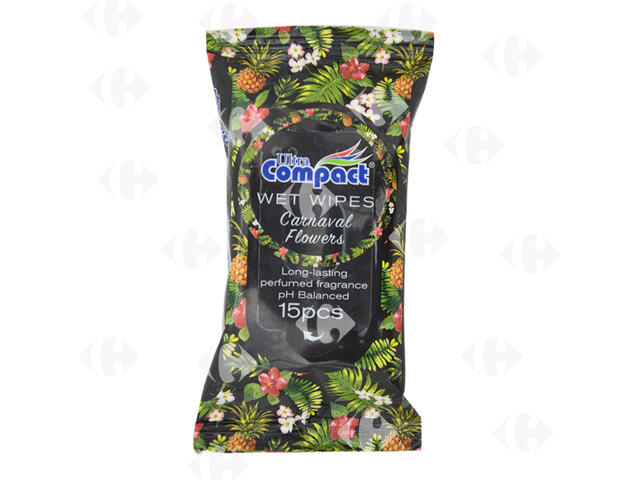 Lingettes Démaquillantes Fleurs du Carnaval Ultra Compact 15 feuilles.