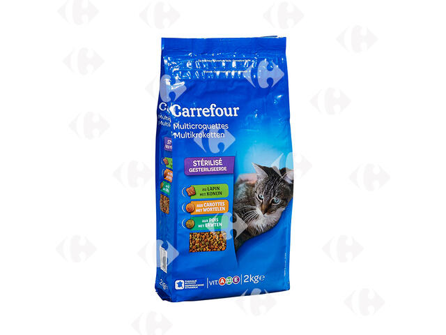 Croquettes Lapin et Légumes pour Chats Stérilisés Carrefour 2kg.