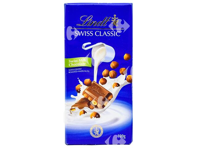 Tablette de Chocolat au Lait aux Noisettes Swiss Classic Lindt 100g