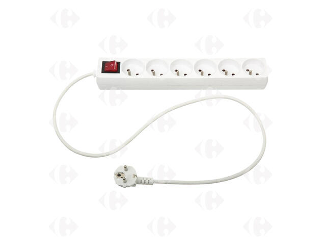 Multiprises 6X2P Interrupteur Blanc Ingelec