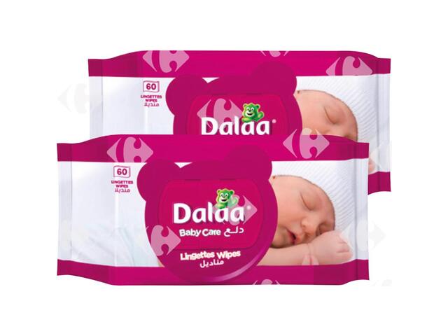 Lot Duo Pack Lingettes Dalaa 60 unités (2ème à -50%)