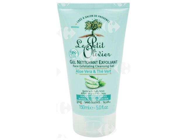 Gel nettoyant exfoliant Aloe Vera Thé Vert Le Petit Olivier 150ml