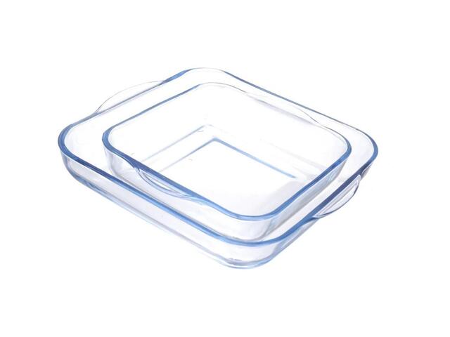 Plat à Four en Verre Carré Gravé 24/30 cm 2 pièces