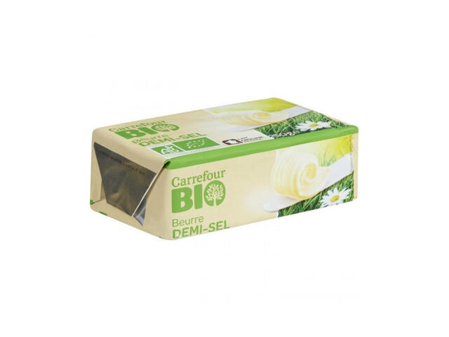 Beurre Demi Sel 80% Mg Plaquette Carrefour Bio 250g.