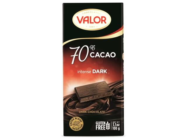 Tablette Chocolat Noir Intense 70% de Cacao Valor 100g