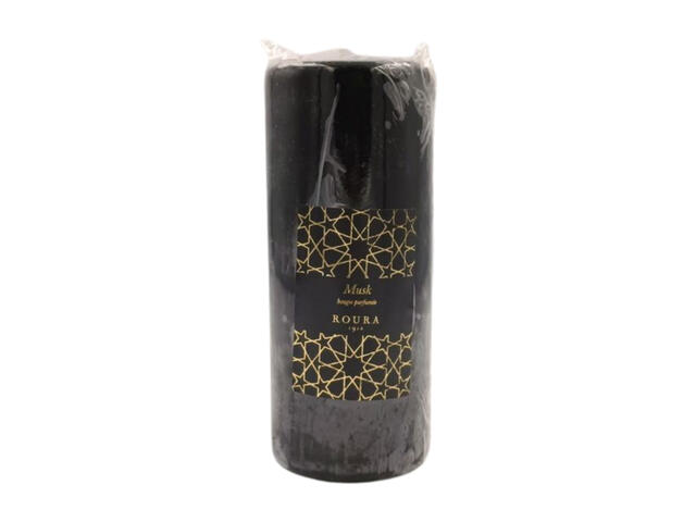 Bougie Cylindrique Noire Parfumée au Musc 150x60mm.