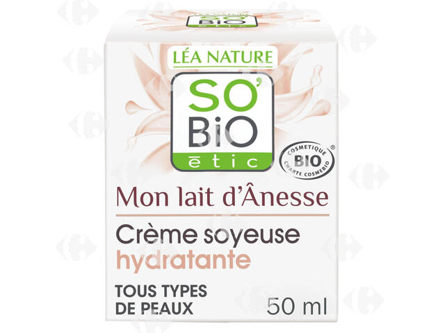 Crème Visage Hydratante mon Lait d'Ânesse Bio So'Bio 50ml