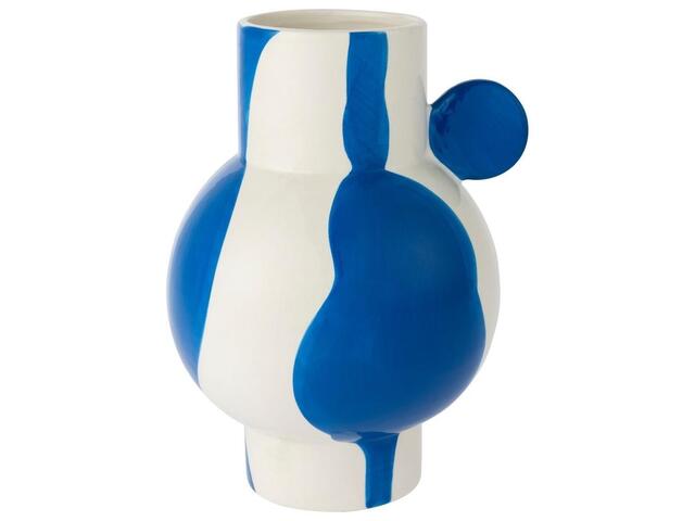 Vase en Porcelaine Blanc et Bleu Kasa 19cm