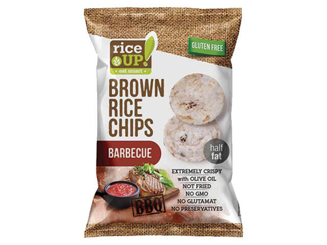 Chips Ultra Fines de Riz Brun Soufflé Arôme Barbecue Rice Up 60g