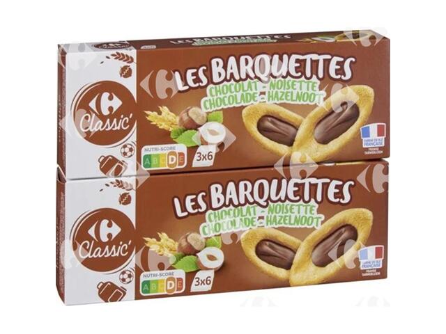 Biscuits Barquettes Chocolat Noisette Carrefour 2x120g