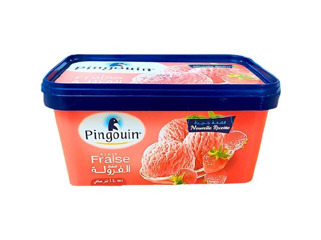 Crème Glacée Fraise en Bac Pingouin 1L