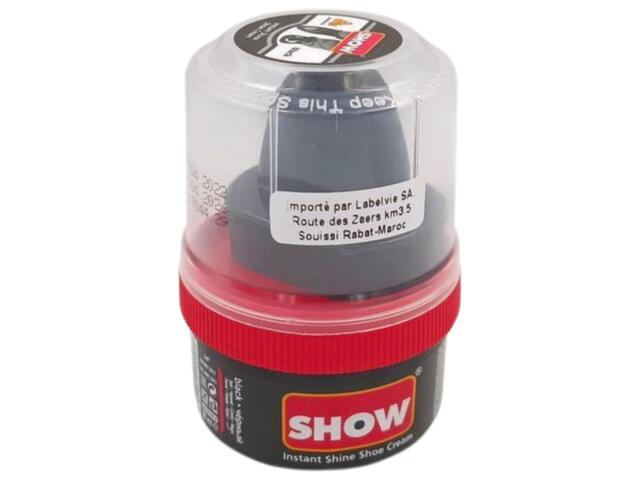 Crème Chaussure avec Éponge Cuir Noir Show 50ml.