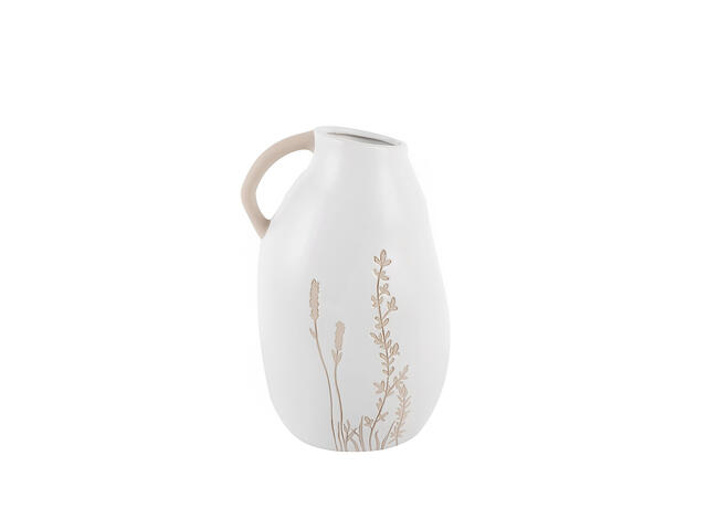 Vase Porcelaine avec Manche Fleurs Beige Kasa 25cm.