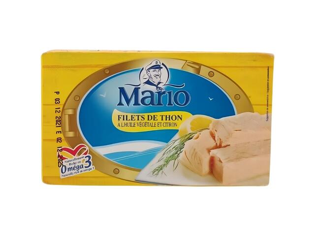 Conserve de Filets de Thon à l'Huile Végétale et Citron Mario 125g.