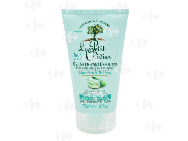 Gel nettoyant exfoliant Aloe Vera Thé Vert Le Petit Olivier 150ml