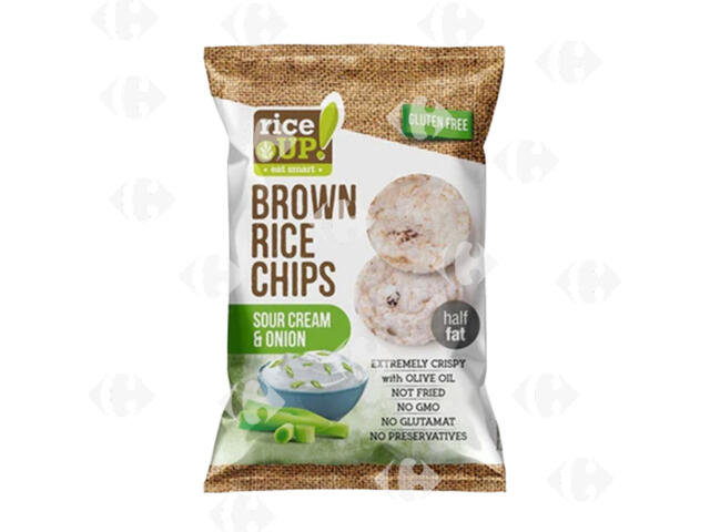 Chips de Riz Brun Arôme Onion & Sour Cream Sans Gluten Rice Up 60g.