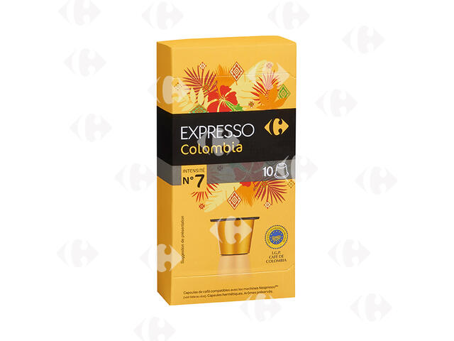 Café en Capsules Expresso Colombia Carrefour N7x10