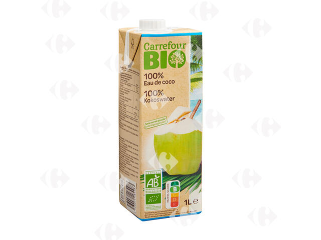 Eau de Coco Bio Sans Sucre Carrefour Bio 1L.