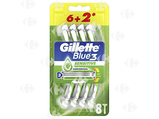 Rasoir Jetable Blue III Sensitive Gillette 6+2 unités