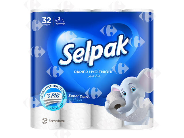 Papier Hygiénique 3 Plis Super Soft Selpak 32 rouleaux