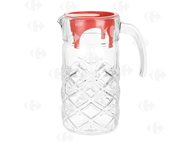 Carafe en verre gravé avec couvercle 1,3L.